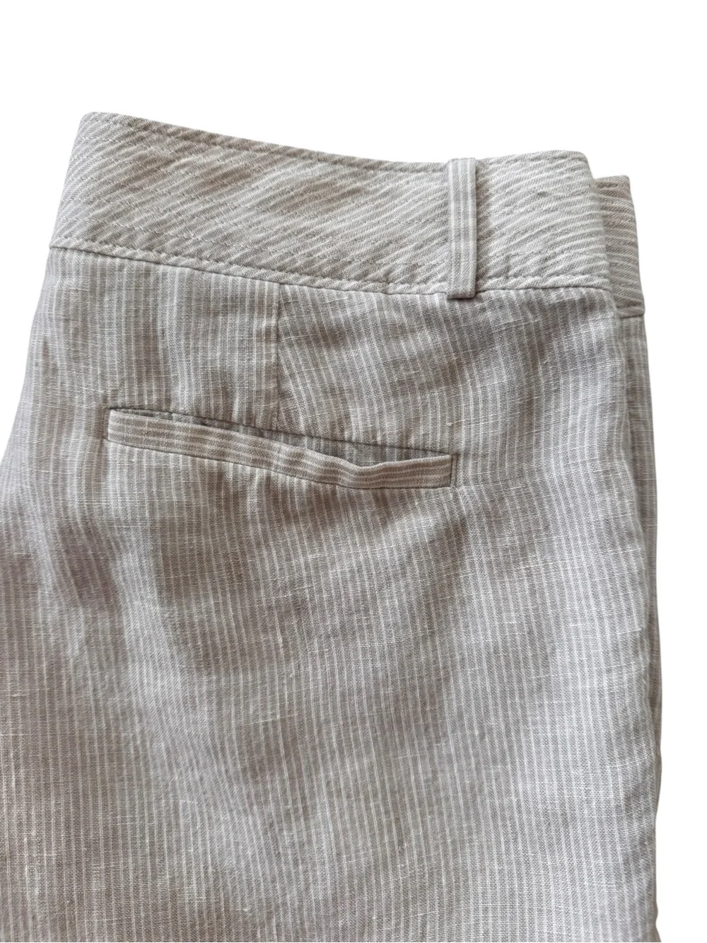 Banana Republic Linen Blend Wide Leg Pants 12 Ivory Stripe Coastal Trouser
